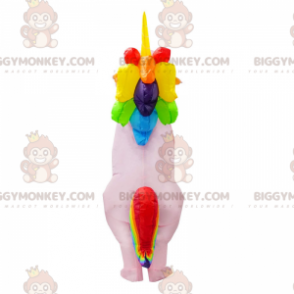 Opblaasbaar roze eenhoorn BIGGYMONKEY™ mascottekostuum met