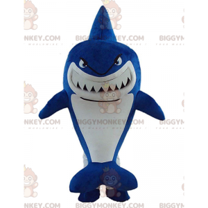 Traje de mascote BIGGYMONKEY™ Traje de tubarão azul com
