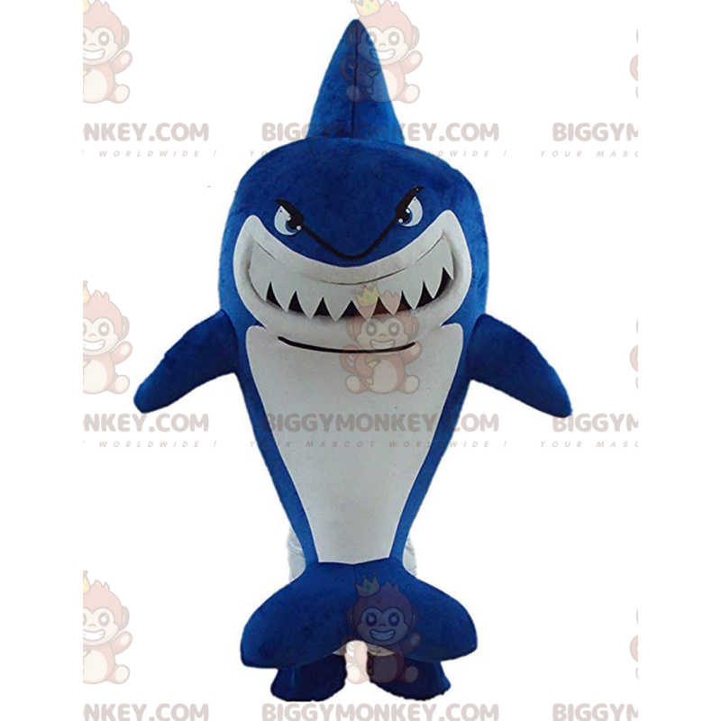 Costume de mascotte BIGGYMONKEY™ de gros requin bleu à l'air