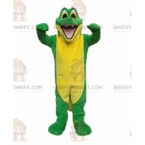 Groene en gele krokodil BIGGYMONKEY™ mascottekostuum