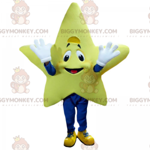Gigantische lachende gele ster BIGGYMONKEY™ mascottekostuum