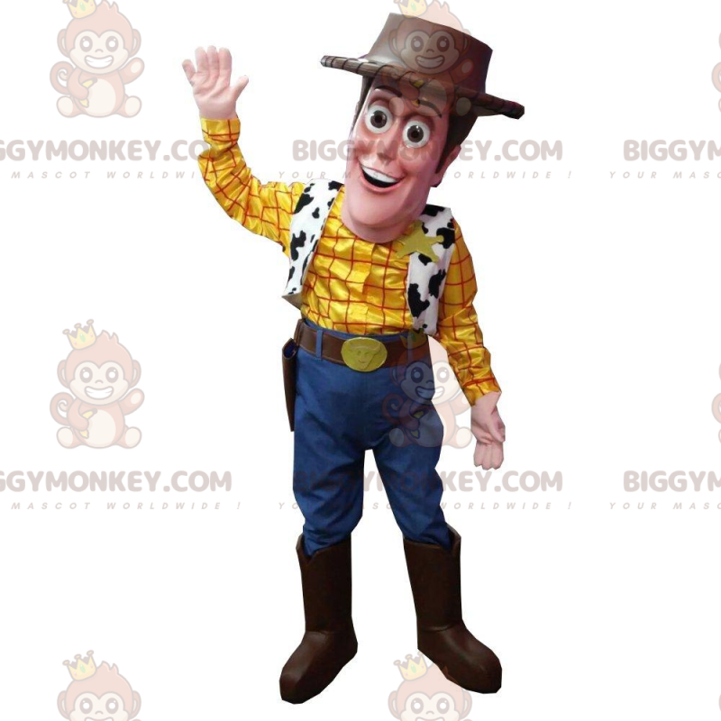 BIGGYMONKEY™ mascottekostuum van Woody, de beroemde sheriff uit