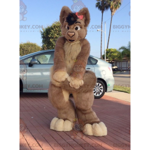 BIGGYMONKEY™ Female All Hairy Brown Cat Mascot Costume –