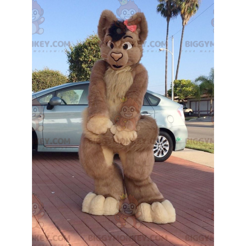 BIGGYMONKEY™ Disfraz de mascota de gato marrón peludo para