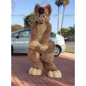 BIGGYMONKEY™ Female All Hairy Brown Cat Mascot Costume -