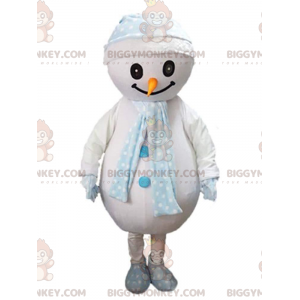 BIGGYMONKEY™ Big Snowman-mascottekostuum met sjaal en muts -