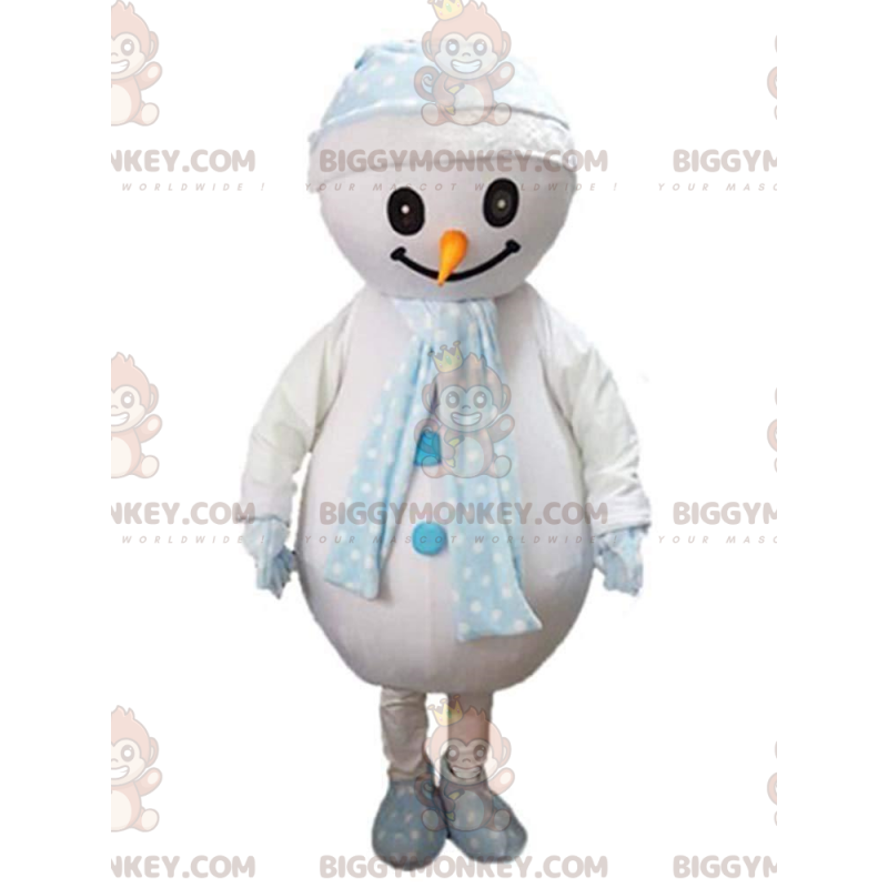 BIGGYMONKEY™ Big Snowman-mascottekostuum met sjaal en muts -