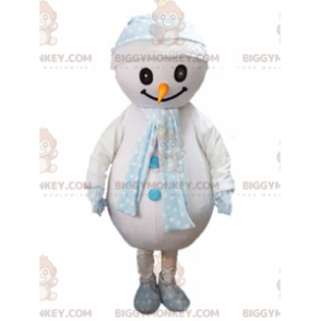 BIGGYMONKEY™ Big Snowman-mascottekostuum met sjaal en muts -