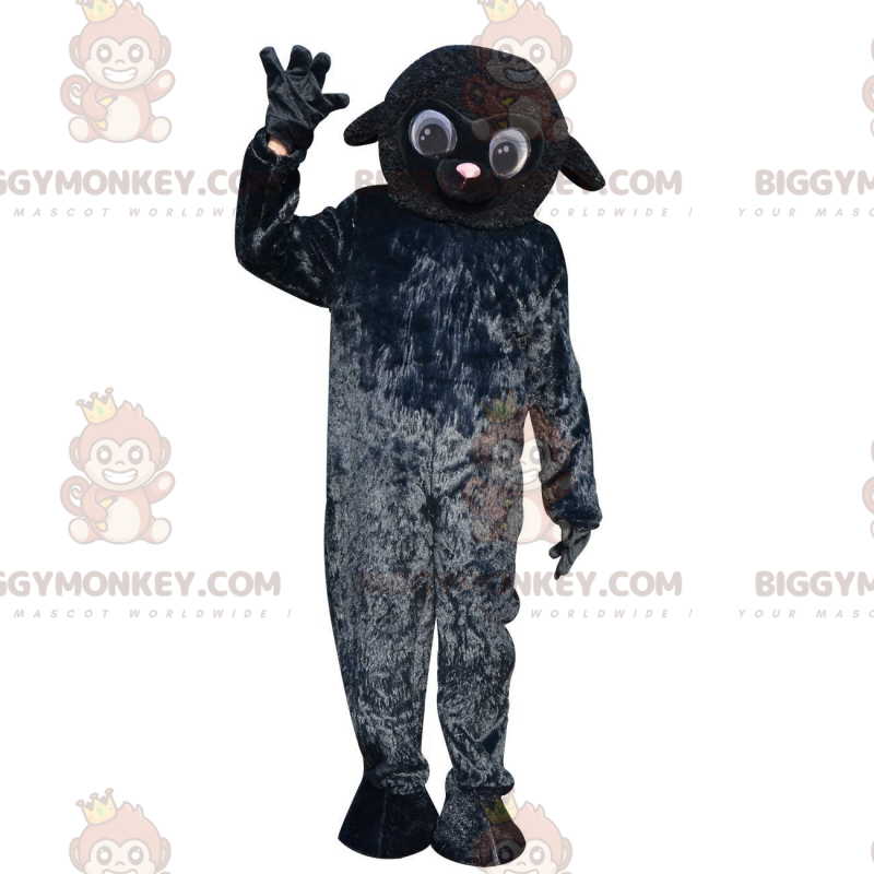 Costume de mascotte BIGGYMONKEY™ de mouton noir très mignon