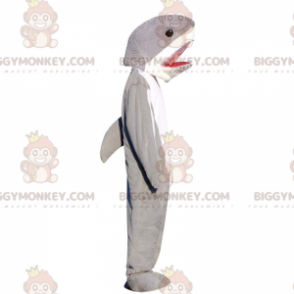 Costume da mascotte BIGGYMONKEY™ squalo grigio e bianco