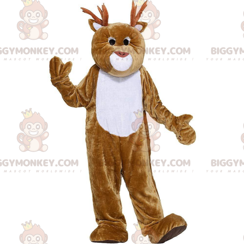 Costume da mascotte BIGGYMONKEY™ renna marrone e bianco