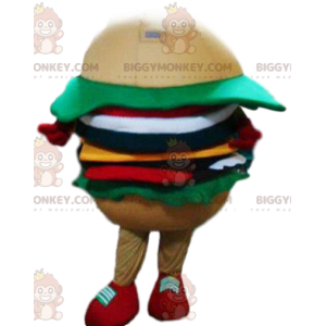 BIGGYMONKEY™ Mascot Costume Burger with Salad, Tomatoes, Onions