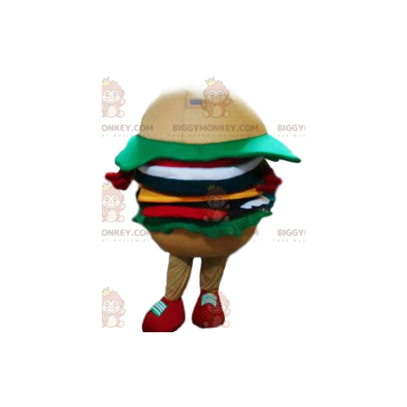 Kostium burger maskotka BIGGYMONKEY™ z sałatką, pomidorami i