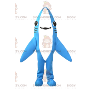 Costume de mascotte BIGGYMONKEY™ de requin bleu et blanc géant