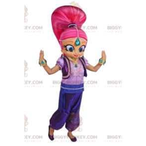 BIGGYMONKEY™ Disfraz de mascota Chica con gran cabello rosado