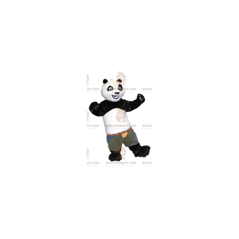 Black and White Panda BIGGYMONKEY™ Mascot Costume with Khaki
