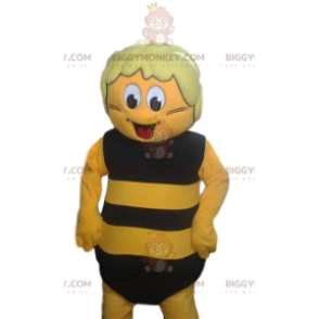 BIGGYMONKEY™ Costume da mascotte ape gialla e nera, espressivo