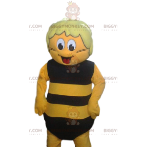 BIGGYMONKEY™ Yellow and Black Bee Mascot Costume, Expressive