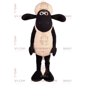 Costume mascotte BIGGYMONKEY™ da pecora bianca e nera con