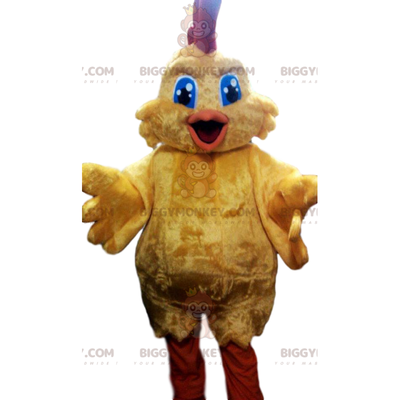 Costume de mascotte BIGGYMONKEY™ de super poulet jaune. Costume