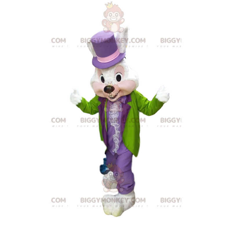 White Rabbit BIGGYMONKEY™ Mascot Costume, in Colorful Party