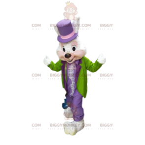 White Rabbit BIGGYMONKEY™ Mascot Costume, in Colorful Party