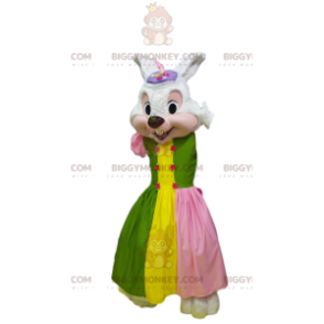 BIGGYMONKEY™ costume da mascotte di coniglio bianco, in abito