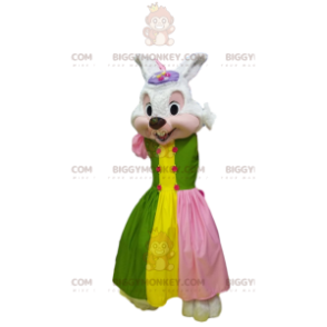 BIGGYMONKEY™ mascot costume of white rabbit, in evening dress