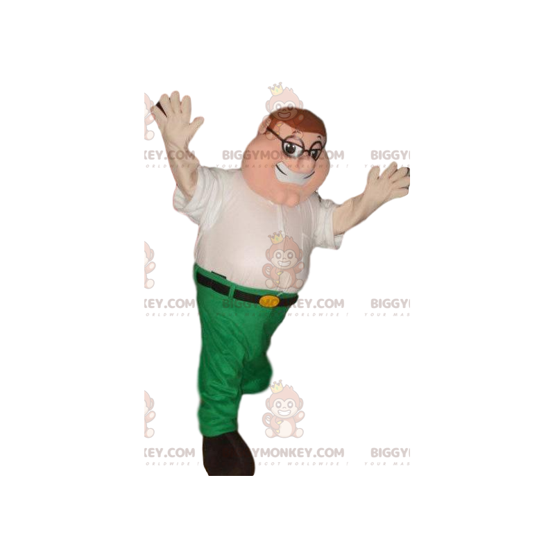 BIGGYMONKEY™ maskotdräkt Rolig man i vit skjorta och gröna