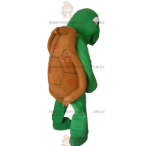 BIGGYMONKEY™ Maskotdräkt Grön sköldpadda och brunt skal -