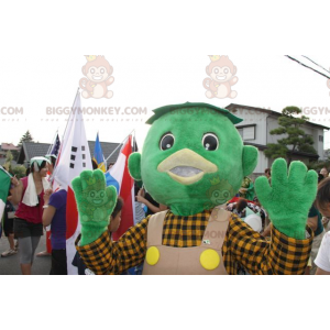 Disfraz de mascota Green Man BIGGYMONKEY™ con mono y camisa -