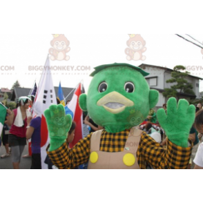 Green Man BIGGYMONKEY™ Mascot Costume with Overalls and Shirt –