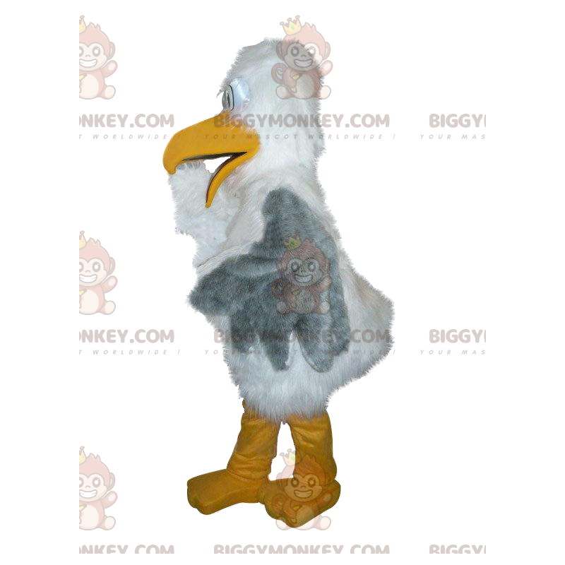 Costume mascotte BIGGYMONKEY™ Majestic Albatros bianco e grigio