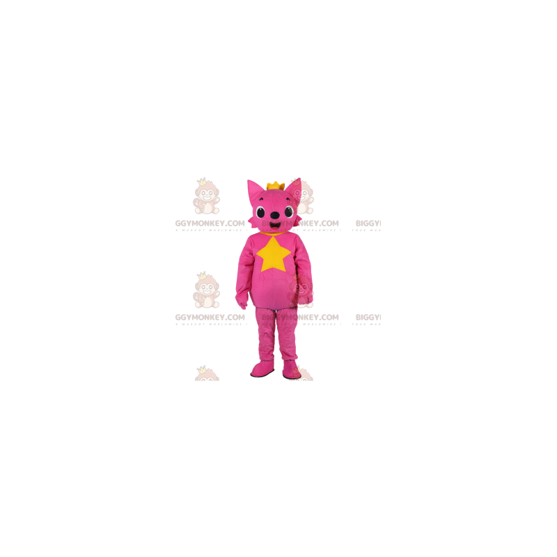 BIGGYMONKEY™ maskotdräkt av rosa räv som bär en vacker gyllene