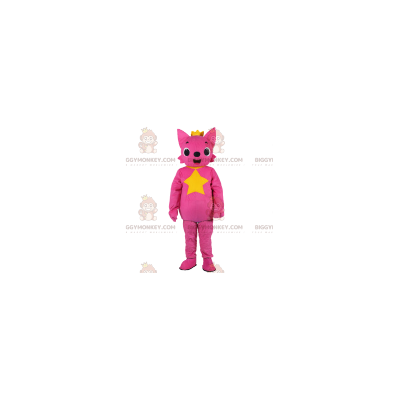 Traje de mascote BIGGYMONKEY™ de raposa rosa usando uma linda