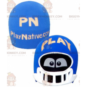 BIGGYMONKEY™ Maskottchen-Kostüm mit blau-weißem Helmkopf und