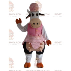 Costume de mascotte BIGGYMONKEY™ de vache amusante en tenue de