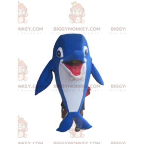 Fantasie blauwe dolfijn BIGGYMONKEY™ mascottekostuum -