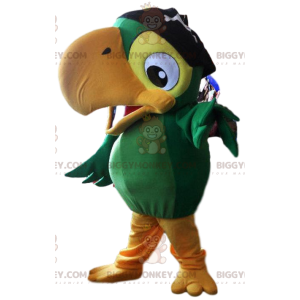 BIGGYMONKEY™ Mascot Costume Green Parrot In Pirate Outfit –