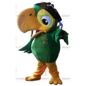 BIGGYMONKEY™ Mascot Costume Green Parrot In Pirate Outfit –