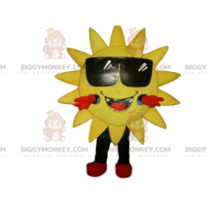 Costume da mascotte BIGGYMONKEY™ con sole sorridente e occhiali