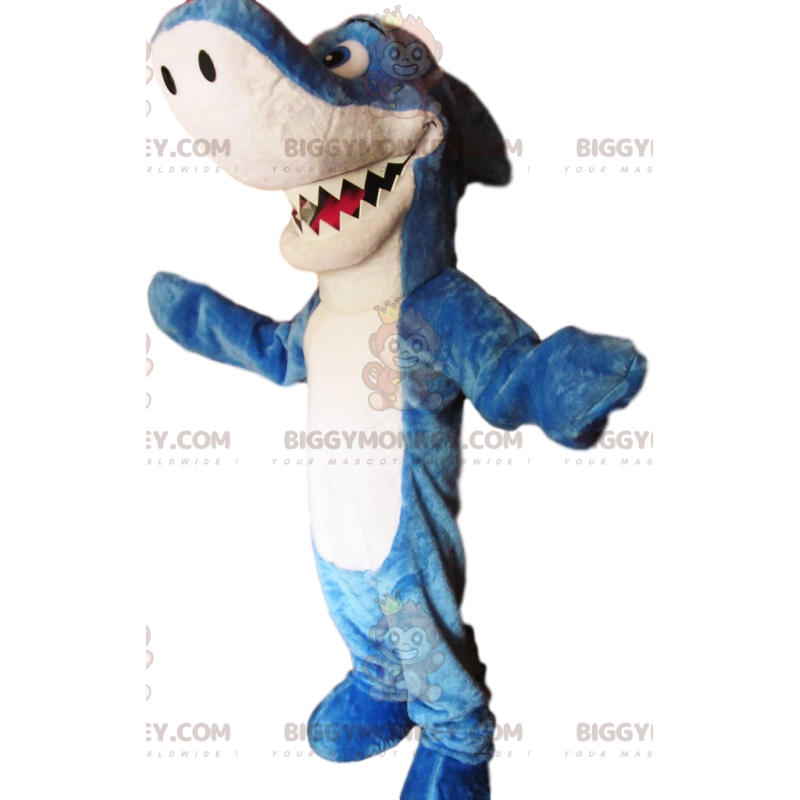 Niesamowity i zabawny kostium maskotki niebiesko-białego rekina