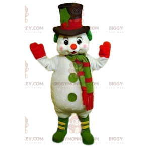 BIGGYMONKEY™ schattig sneeuwman-mascottekostuum en zwarte hoed