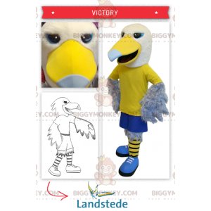 Traje esportivo de mascote BIGGYMONKEY™ Águia amarela e branca