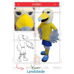 BIGGYMONKEY™ Mascot Costume Yellow and White Eagle Sporty