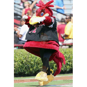 BIGGYMONKEY™ Costume mascotte Big Bird rosso nero e giallo -