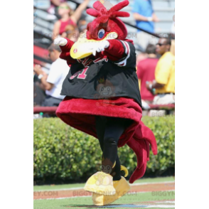 BIGGYMONKEY™ Costume mascotte Big Bird rosso nero e giallo -