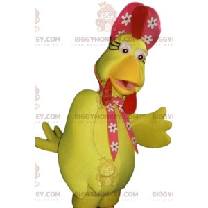 Disfraz de mascota BIGGYMONKEY™ Gallina amarilla y su sombrero