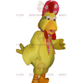 Costume de mascotte BIGGYMONKEY™ de poule jaune et son chapeau