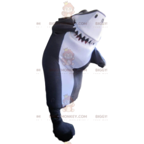 Kostium maskotka szaro-biały zbyt zabawny rekin BIGGYMONKEY™ -